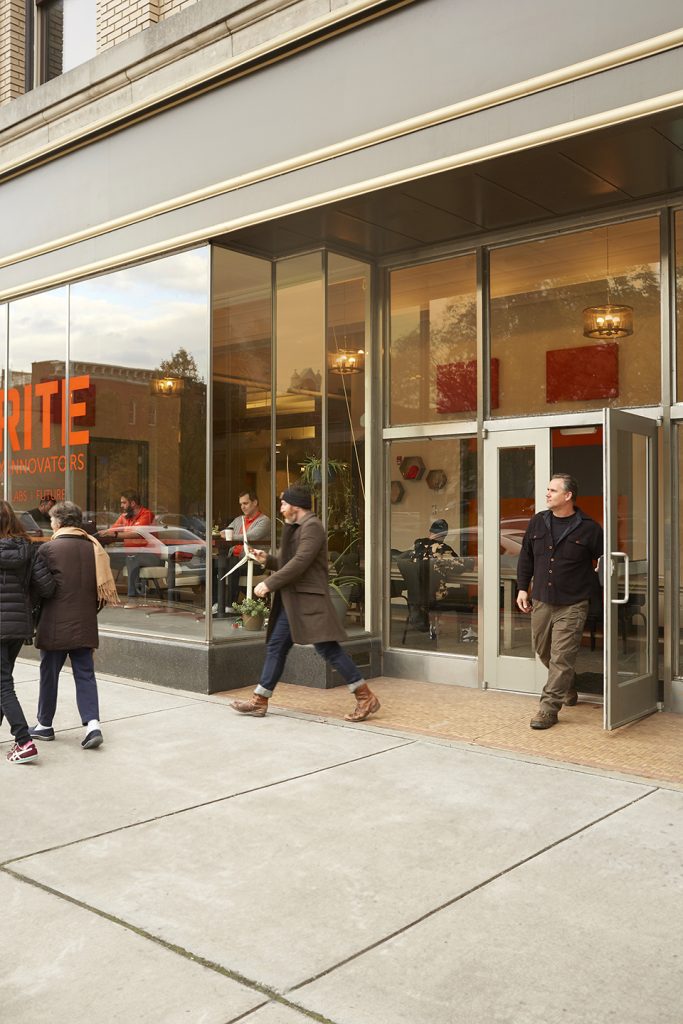 People walking outside of Brite a Northeast Ohio start up business